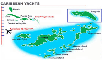 Caribbean virgin islands map
